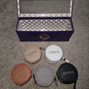 JM Collection Cosmetic Bags Set - Black, White, Tan, Brown, Gray